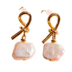 boucles d'oreilles modernes classe dorées avec pierres nacrées