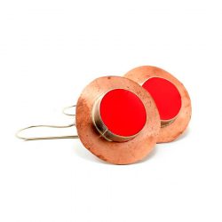 boucles modernes rondes en cuivre avec l'émail rouge