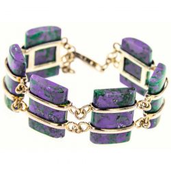 bracelet avec pierres naturelles rectangulaires violet et vert