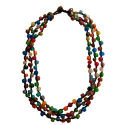 Collier multichaîne en perles multicolor de verre recyclé